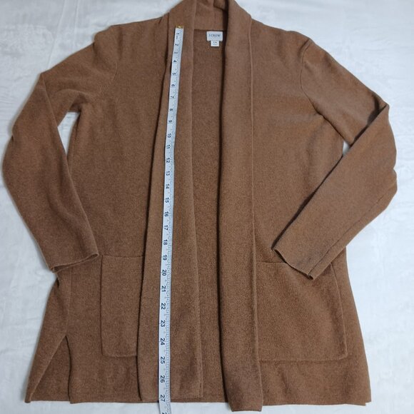 J. Crew Open Front Cardigan, Maple Brown, Med-Petite, Front Pockets, 100% Cotton - Picture 8 of 13